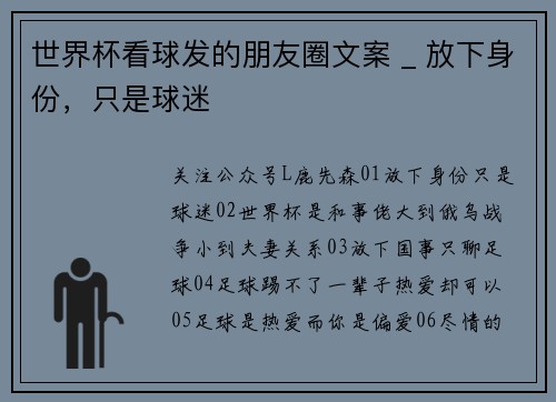 世界杯看球发的朋友圈文案 _ 放下身份，只是球迷